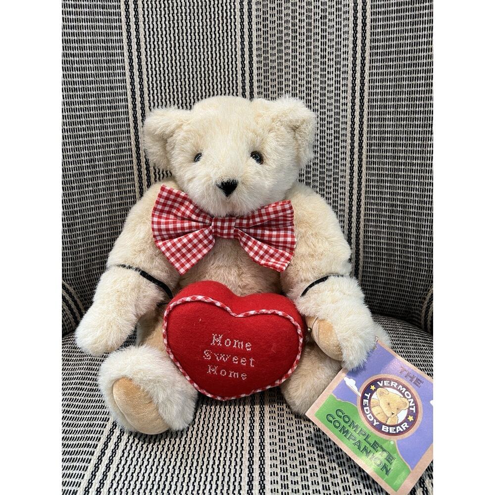 VTG NWT Authentic‎ Vermont Teddy Bear Plush Fully Jointed Brown Eyes Beige